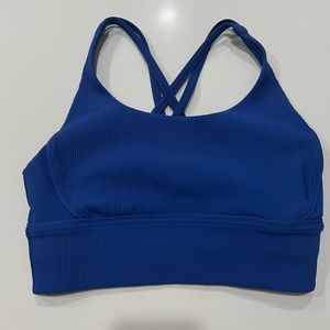 Lululemon Energy Longline Bra Ribbed Luxtreme in Royal Blue
